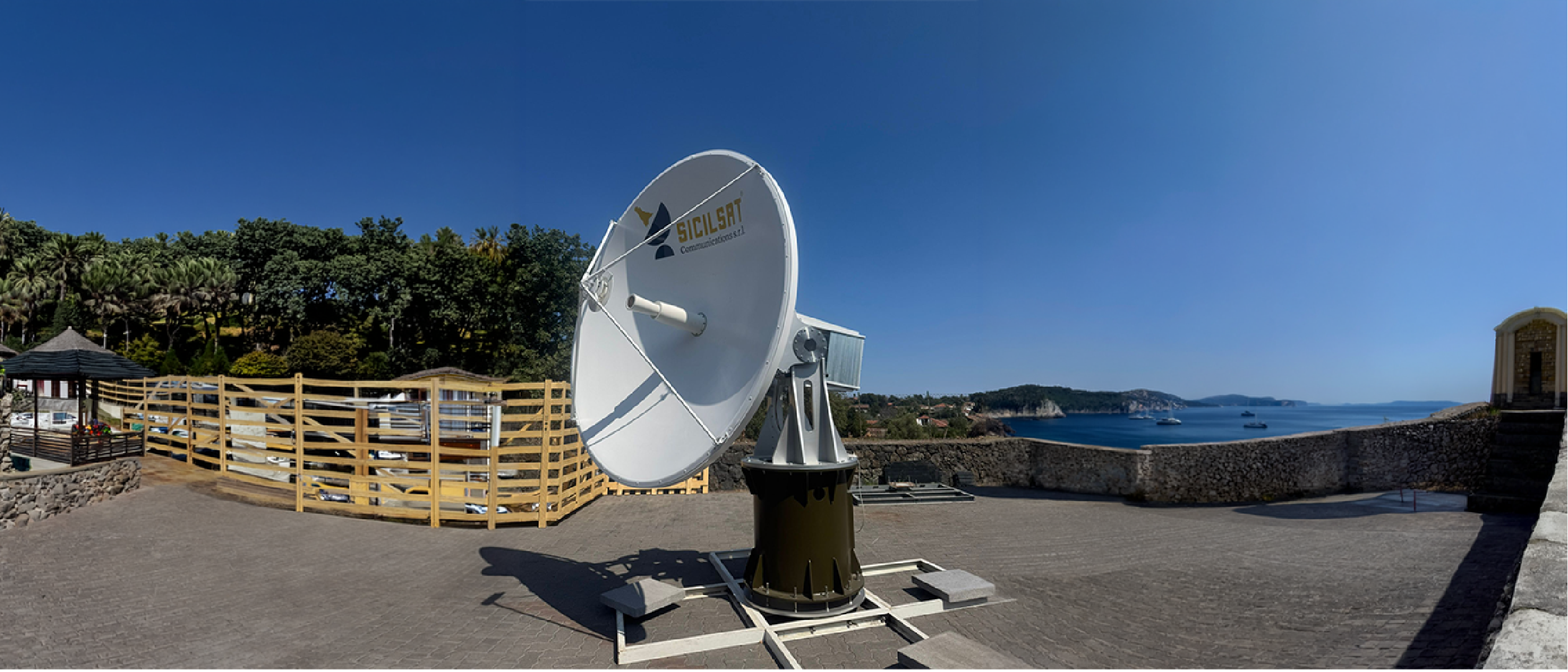 Sicilsat — satellite dish by the sea